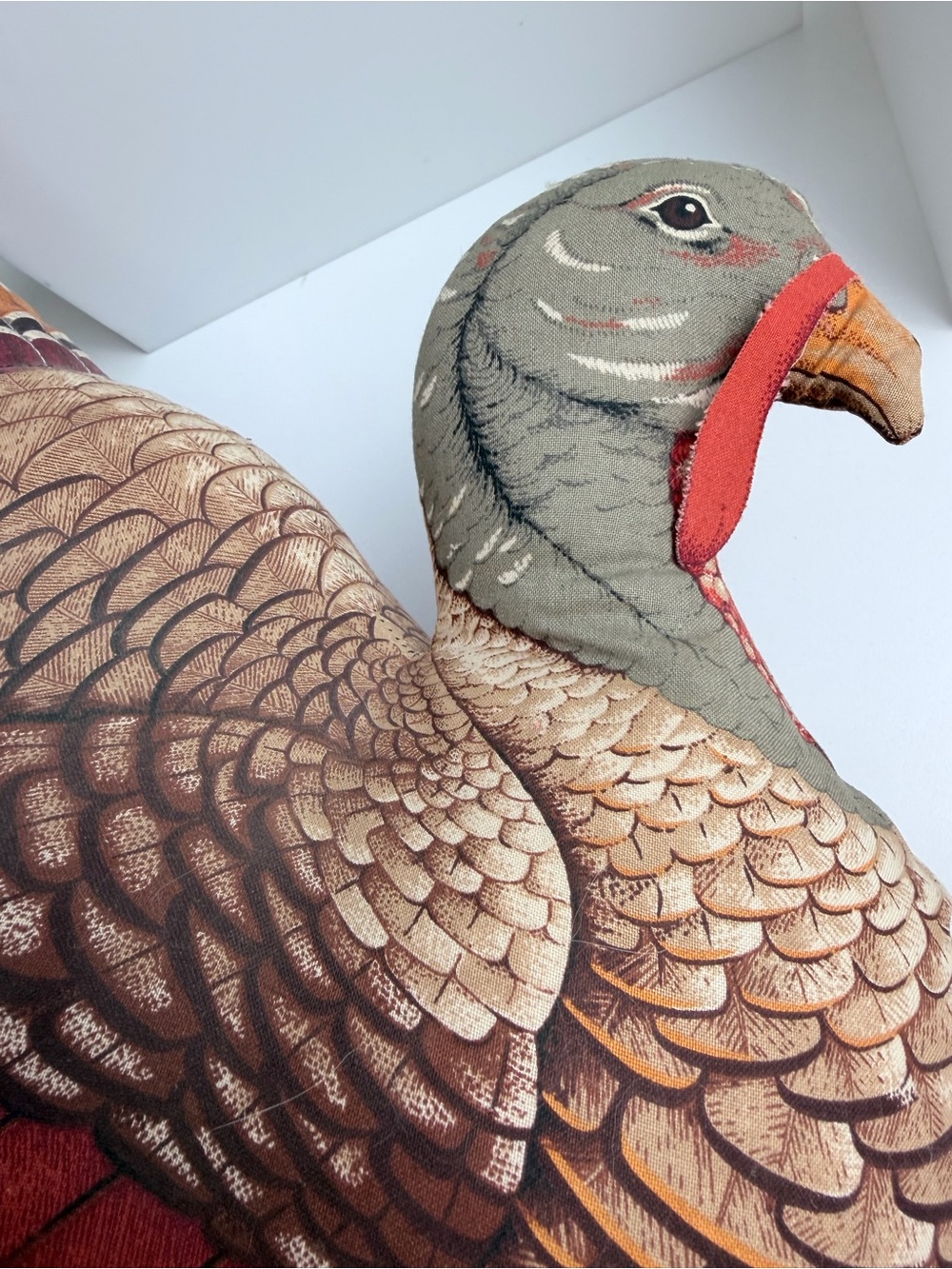 Vintage 1980's Handmade Tom Turkey Stuffed Plush Weighted Thanksgiving Decor - Picture 7 of 9